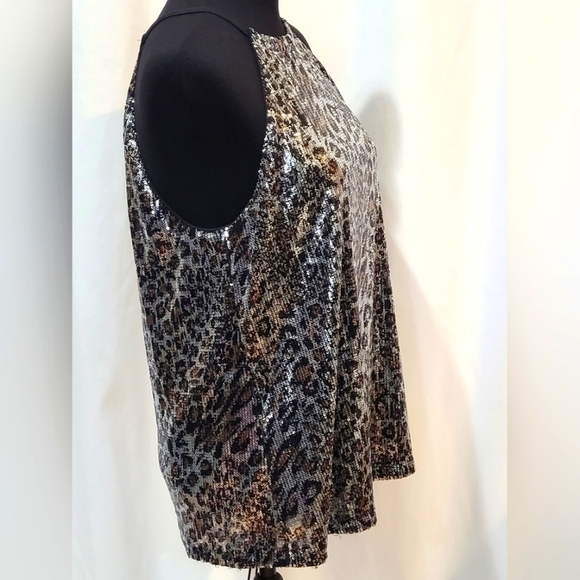 I.N.C. Animal Print Sequined Halter Top - Size L - Picture 5 of 11